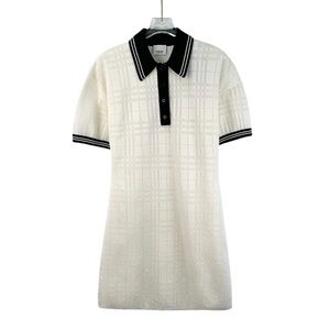 Burberry White Short Sleeve Polo Dress